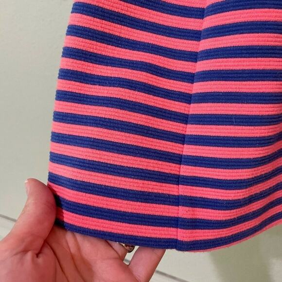 Lilly Pulitzer Pink & Blue Striped Fit Flare Dress XS Cap Sleeve Preppy Pleated - Picture 4 of 7